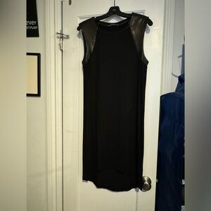 Black All Saints knit dress with leatherette trim, medium